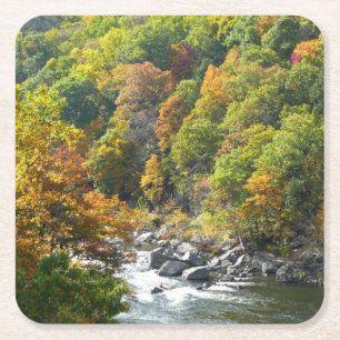 Dessous-de-verre Carré En Papier Couleur d'automne dans le parc d'état d'Ohiopyle
