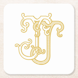 Dessous-de-verre Carré En Papier COULEUR MODIFIÉE JJ Monogram JJ Dessous de verre d