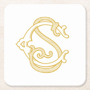 Dessous-de-verre Carré En Papier COULEURS MODIFIABLES SC Monogramme CS Dessous de v