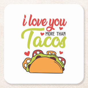 Dessous-de-verre Carré En Papier Couple Cadeau Je T'Aime Plus Que Tacos