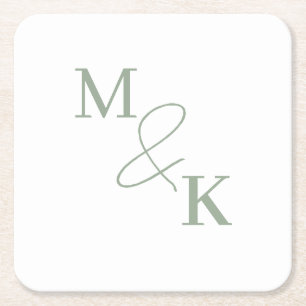 Dessous-de-verre Carré En Papier Couples Initiales Monogramme photo rétro