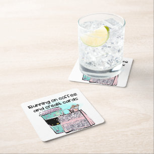 Dessous-de-verre Carré En Papier Courir sur le café et les cartes de crédit