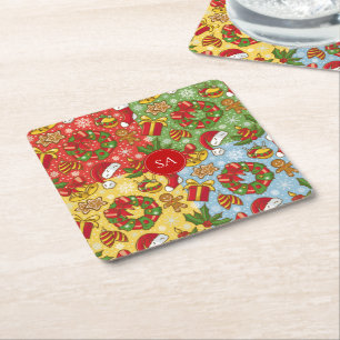 Dessous-de-verre Carré En Papier Couronne de Noël, Ornements de Noël, Casquette de 