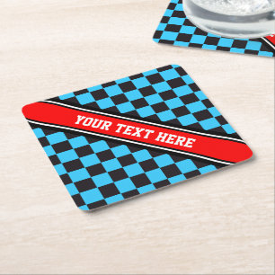 Dessous-de-verre Carré En Papier Course de voiture / Motif d'échecs + votre backgr.
