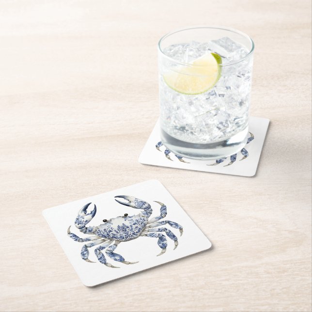 Dessous-de-verre Carré En Papier Crabe bleu (En situation)