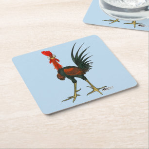 Dessous-de-verre Carré En Papier Crazy rooster