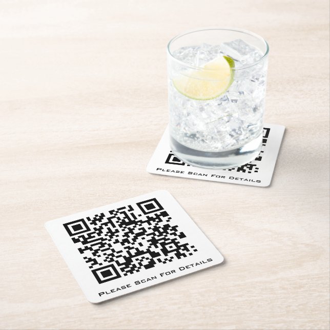 Dessous-de-verre Carré En Papier Create Your Own Business QR code (En situation)
