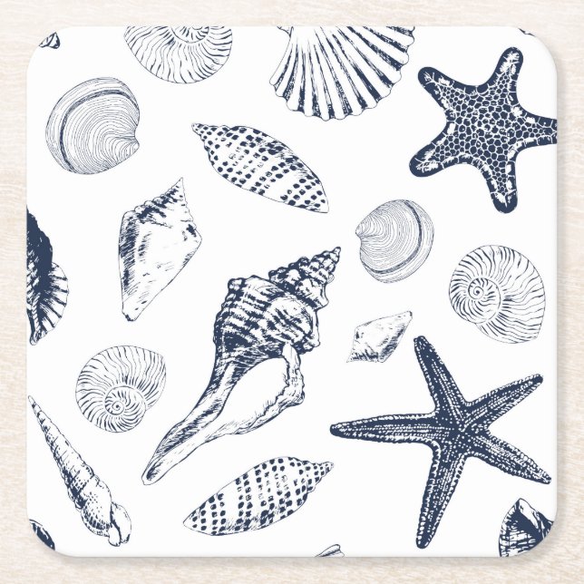 Dessous-de-verre Carré En Papier Créatures sous-marines (Devant)
