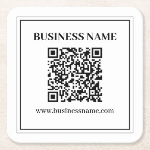 Dessous-de-verre Carré En Papier Créer un code QR scannable   Noir & Blanc