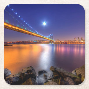 Dessous-de-verre Carré En Papier Crépuscule, George Washington BridgePalisades, NJ