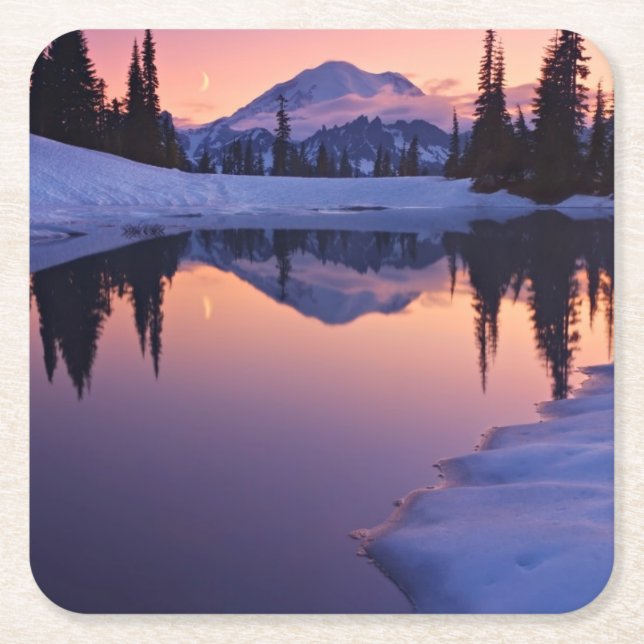 Dessous-de-verre Carré En Papier Crépuscule, Tarn et croissant de lune (Devant)