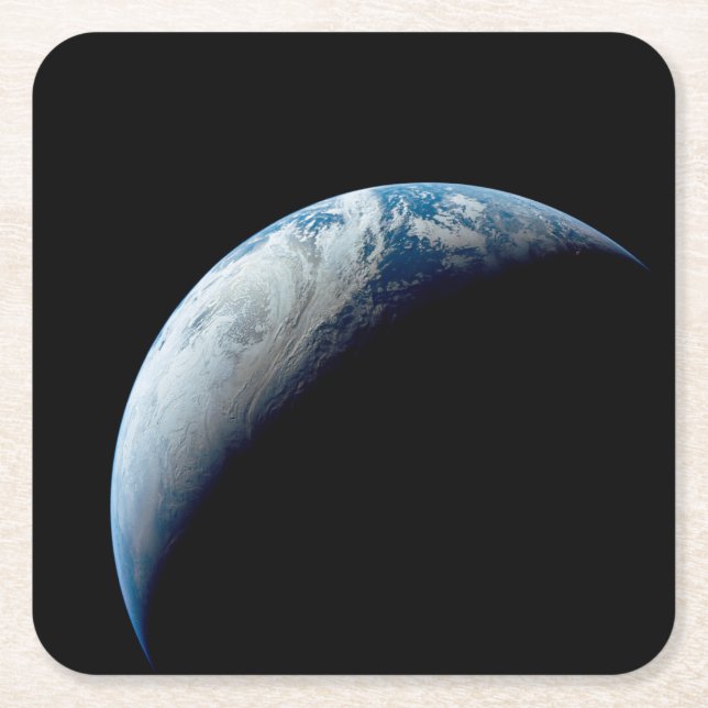 Dessous-de-verre Carré En Papier Crescent Terre De La Mission Apollo 4. (Devant)