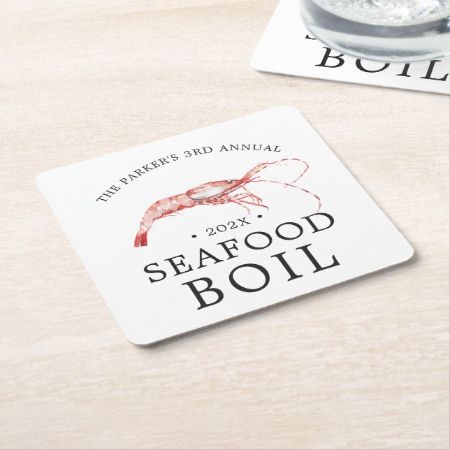 Dessous-de-verre Carré En Papier Crevette bouillie| Seafood Boire Theme Party (Incliné)