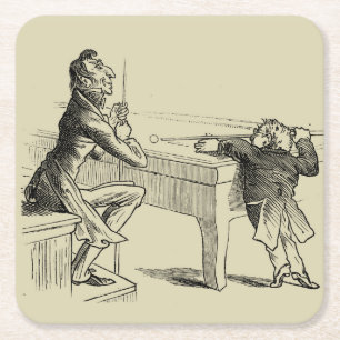 Dessous-de-verre Carré En Papier Croquis de crayon de deux hommes jouant la piscine