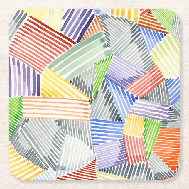 Dessous-de-verre Carré En Papier Crosshatch Quilt I (Devant)