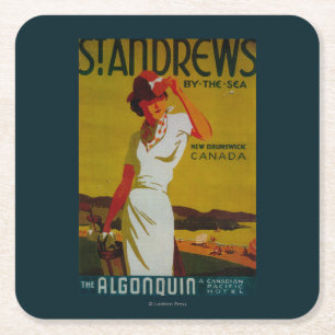 Dessous-de-verre Carré En Papier Cru PosterEurope d'algonquin de Saint Andrews