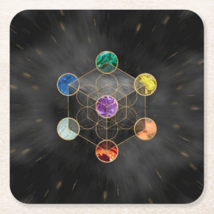 Dessous-de-verre Carré En Papier Cube de Metatron Chakras Géométrie sacrée