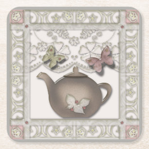Dessous-de-verre Carré En Papier Cuisine en verre thé pot couleurs beige