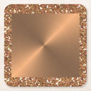 Dessous-de-verre Carré En Papier Cuivre Métal Look Circulaire Parties scintillant m