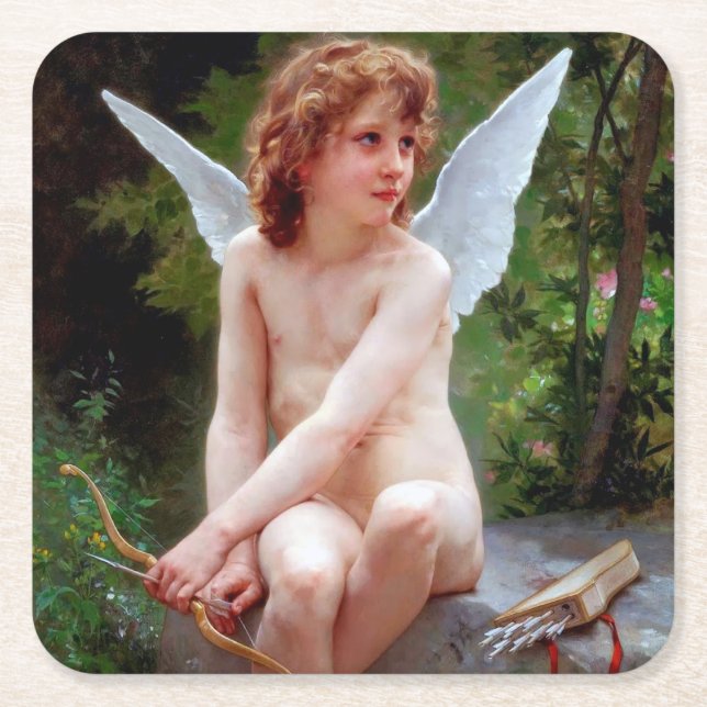 Dessous-de-verre Carré En Papier Cupid, Bouguereau (Devant)