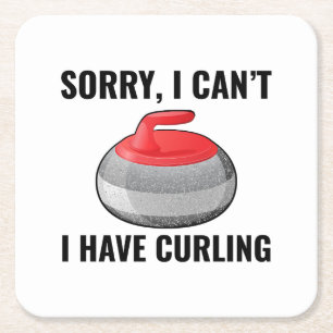 Dessous-de-verre Carré En Papier Curling en pierre hiver Curler sport glace
