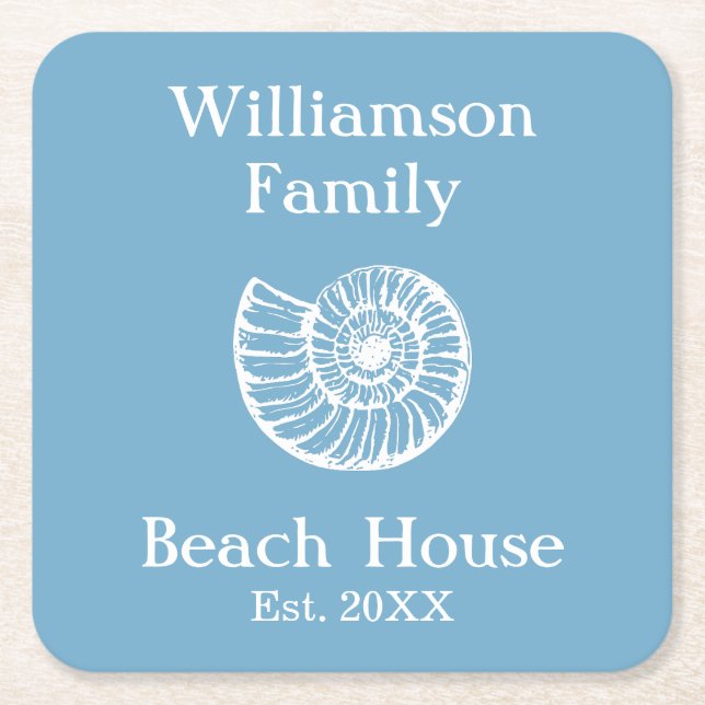 Dessous-de-verre Carré En Papier Custom Family Beach House Shell (Devant)