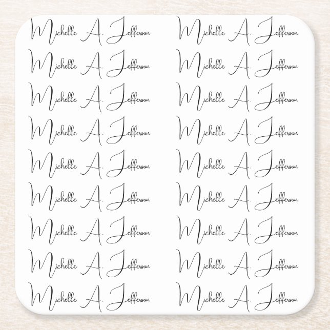 Dessous-de-verre Carré En Papier Cute Calligraphy Créative tendance Nom personnalis (Devant)