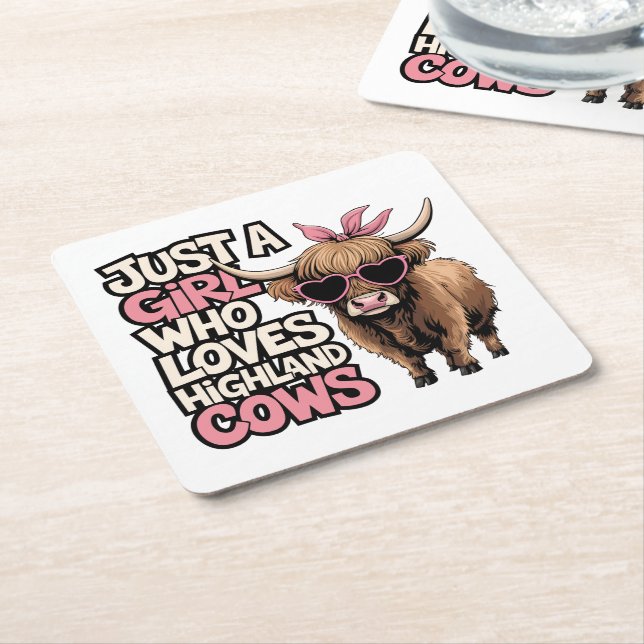 Dessous-de-verre Carré En Papier Cute Cow Cadeau Vie Agricole Juste Une Fille Vache (Incliné)