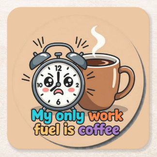 Dessous-de-verre Carré En Papier Cute Funny Alarm Clock Coffee Coaster
