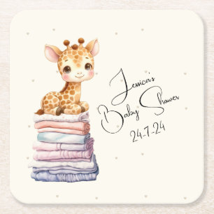Dessous-de-verre Carré En Papier Cute Giraffe Baby