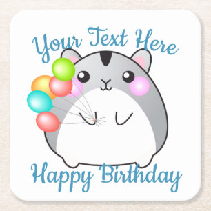 Dessous-de-verre Carré En Papier Cute Grey Kawaii Hamster