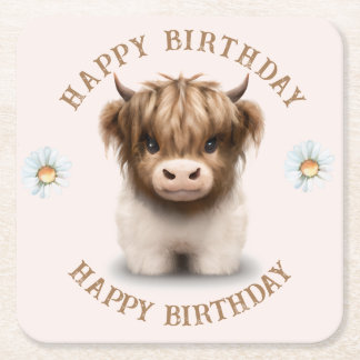 Dessous-de-verre Carré En Papier Cute Highlands Scottish Cow