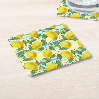 Dessous-de-verre Carré En Papier Cute Hip Tropical Summer Lemon Fruit Art Motif