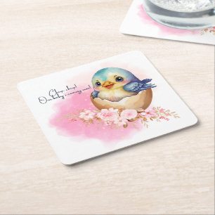 Dessous-de-verre Carré En Papier Cute Kawaii Oiseau Oiseau Oiseau Élégant Baby show