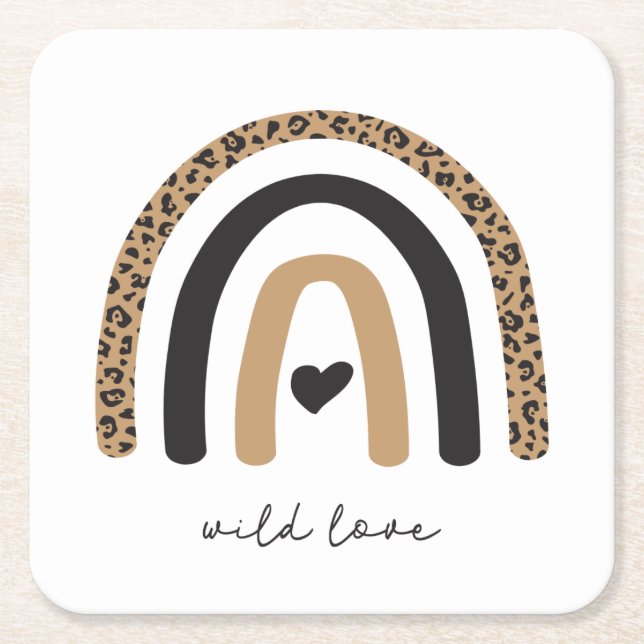 Dessous-de-verre Carré En Papier Cute Rainbow Leopard Motif (Devant)