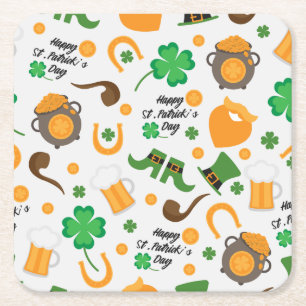Dessous-de-verre Carré En Papier Cute St. Paddy's Day Motif à thème irlandais
