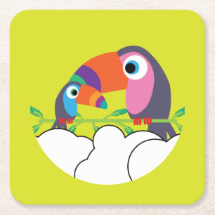 Dessous-de-verre Carré En Papier Cute Toucan   Love Toucans   Funny Birds Mug Servi