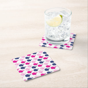 Dessous-de-verre Carré En Papier Cute Whales, Pattern of Whales, Sea Animals