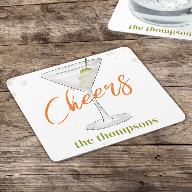 Dessous-de-verre Carré En Papier Cute Whimsical Martini Cocktail Simple Party (Créateur téléchargé)