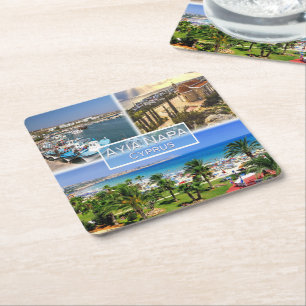 Dessous-de-verre Carré En Papier CY Chypre - Ayia Napa - Port - Nelia Beach -