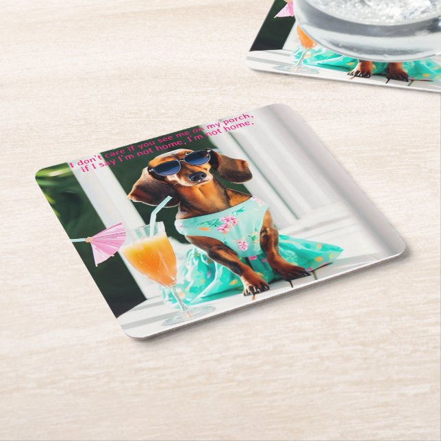 Dessous-de-verre Carré En Papier Dachshund Party Southern Boire Coasters (Incliné)
