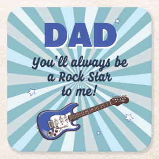 Dessous-de-verre Carré En Papier Dad Electric Guitar Rock Star Cool Blue