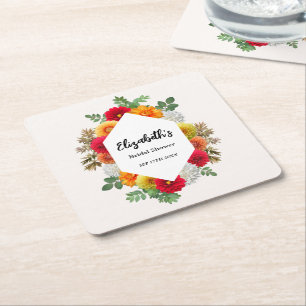 Dessous-de-verre Carré En Papier Dahlia d'automne Floral Mariage Tomber Fête de Mar