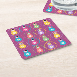 Dessous-de-verre Carré En Papier Daisyflower Matryoshka