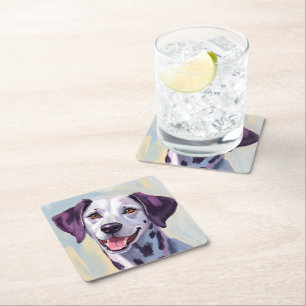 Dessous-de-verre Carré En Papier Dalmatien Peinture aquarelle de chien de compagn