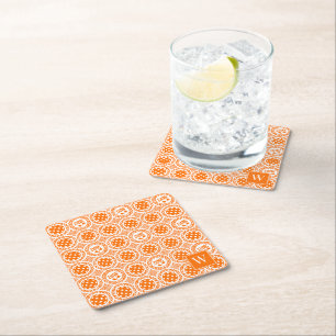 Dessous-de-verre Carré En Papier Damassé de Pickleball Prépa – Motif Dink Orange