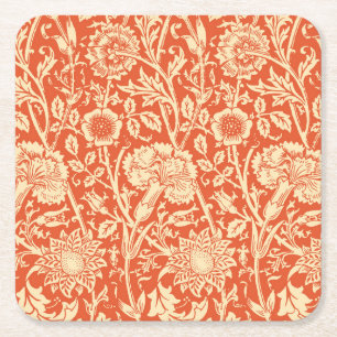 Dessous-de-verre Carré En Papier Damassé d'oeillet de Nouveau d'art, mandarine