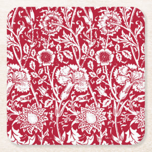 Dessous-de-verre Carré En Papier Damassé, rouge et blanc d'oeillet de Nouveau d'ar