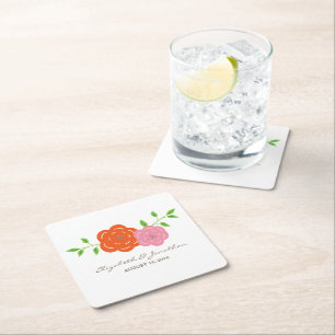 Dessous-de-verre Carré En Papier Dans les Dessous de verre de papier Floral Orange