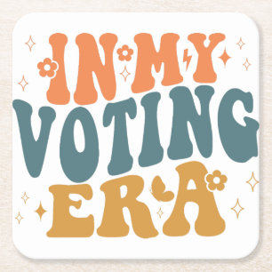 Dessous-de-verre Carré En Papier Dans Mon Ère De Vote Retro Wavy